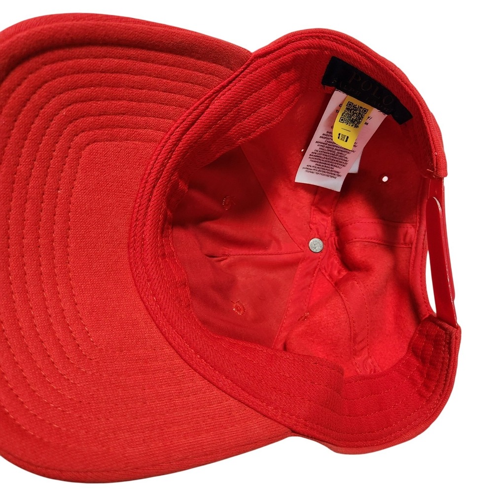 Polo Ralph Lauren Red Embroidered Logo Snapback Baseball Cap Hat One Size Unisex - Picture 6 of 9